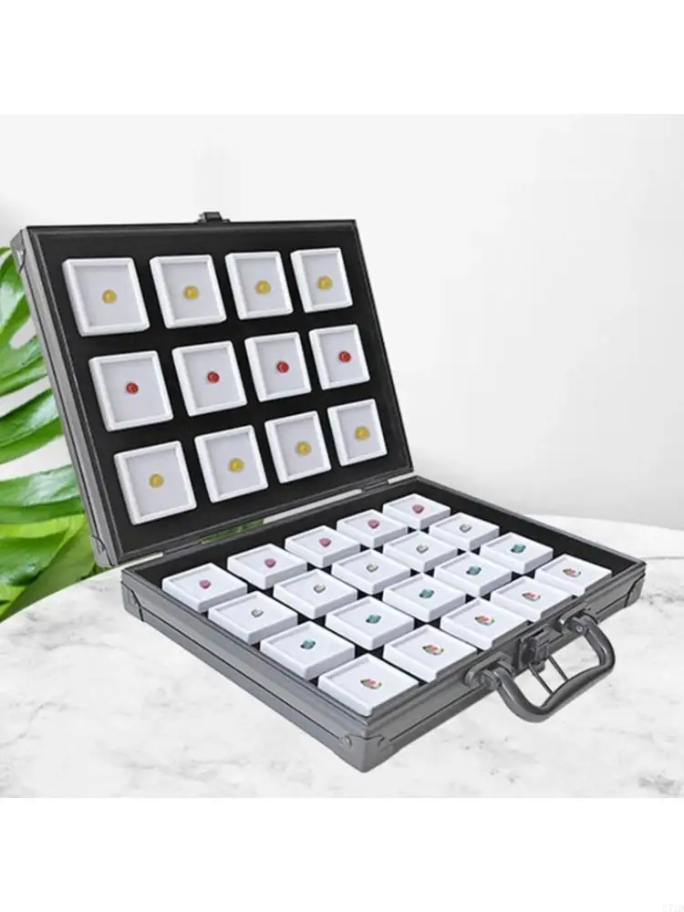  Portable Size Aluminum Alloy Gemstones Organizers With Soft Sponge Cushion Designs for Home or Exhibition Display Use