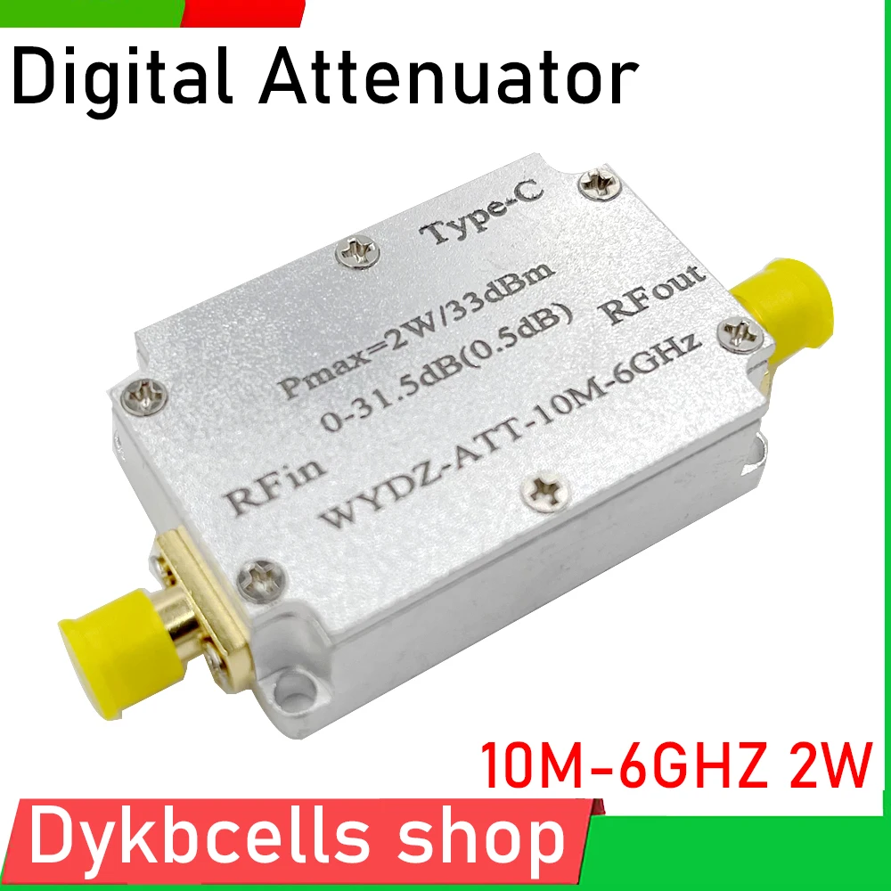 ATT 10M-6GHZ 2W Digital Step Silencer 0.5DB 0-31.5 CNC Range for HAM Radio Receiver When Frequency TYP-C Power