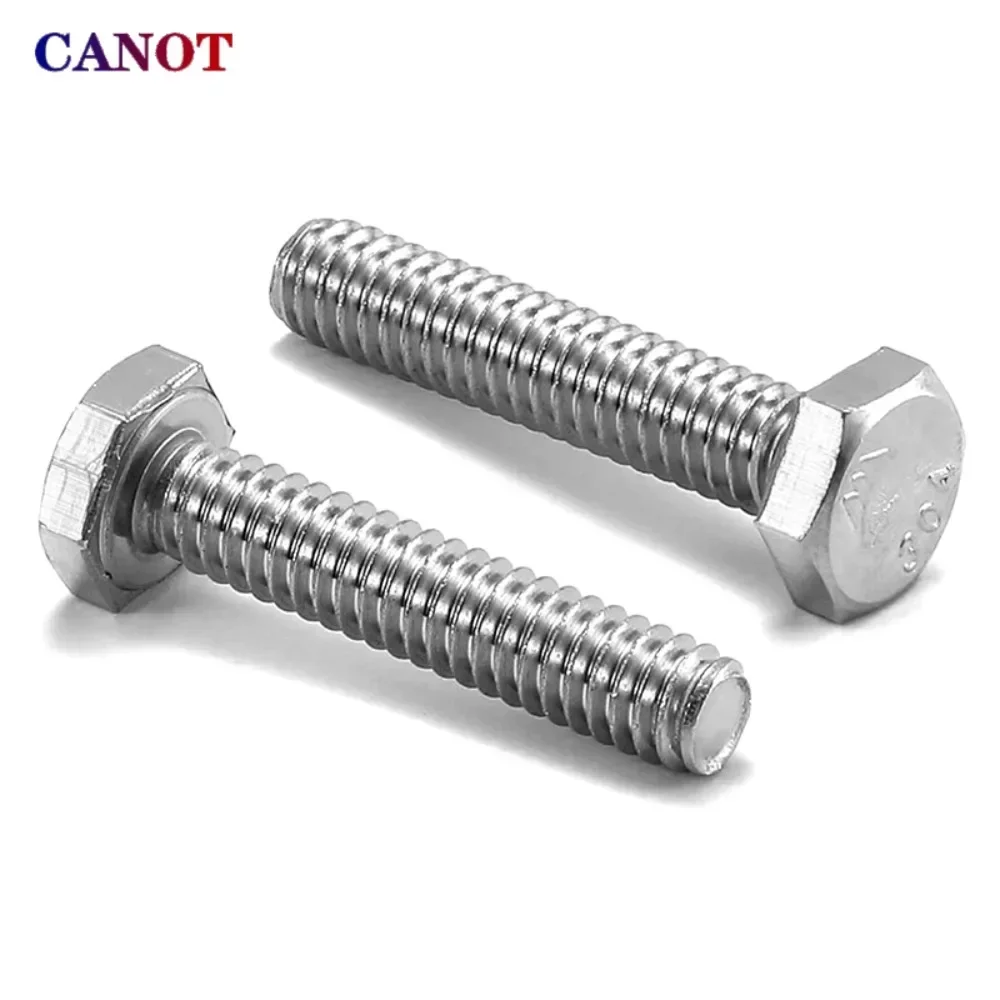 304 Stainless Steel Hexagon Head Bolt M3 M4 M5 M6 M8 M10 M12 Full Thread External Hex Hexagon Head Screws DIN933