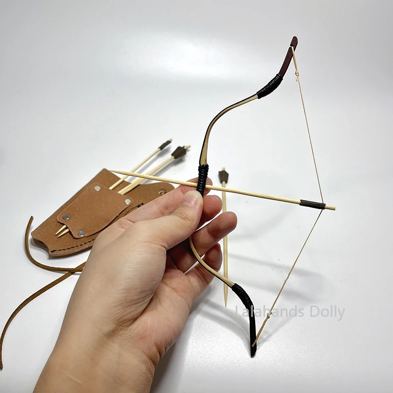 1/6 인형 집 미니 시뮬레이션 전통 활 장난감 세트 모델 인형 미니어처 아이템 장식 액세서리 어린이 선물