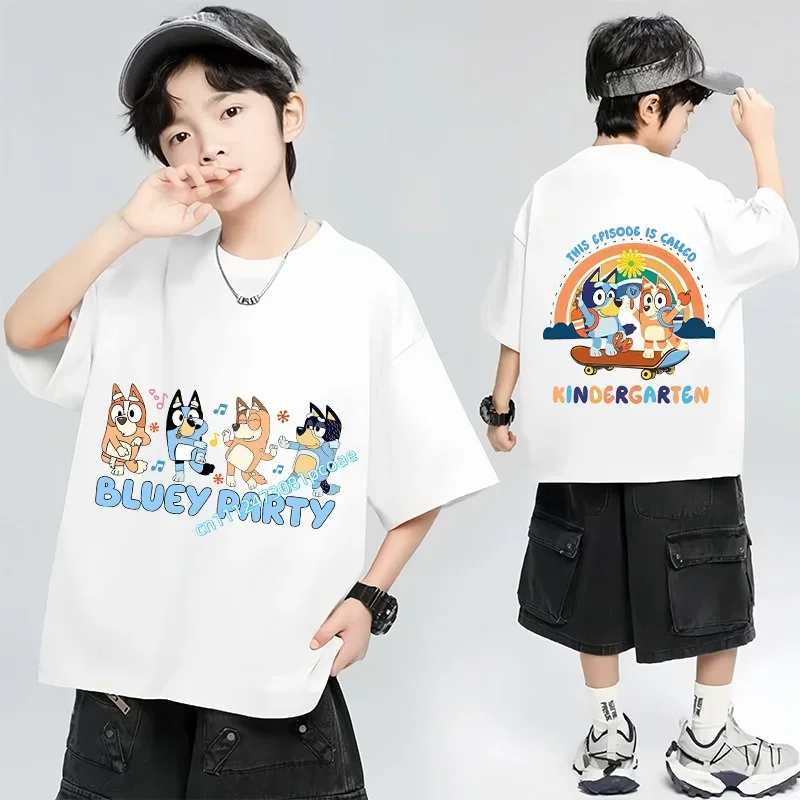 Camiseta de Manga Corta para Niños y Niñas, Conjuntos Lindos, Regalo, Camiseta Multicolor Bluey, Ropa Infantil, Camisetas de Dibujos Animados, Tops Casuales