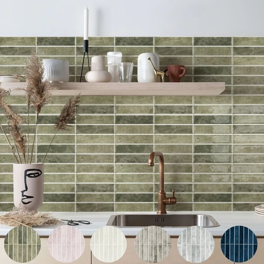 12PCS Durable Self Adhesive Tile Sticker 2D Print Imitate Tile Surface Film DIY Install Water Proof Wall Decal Home Renewal
