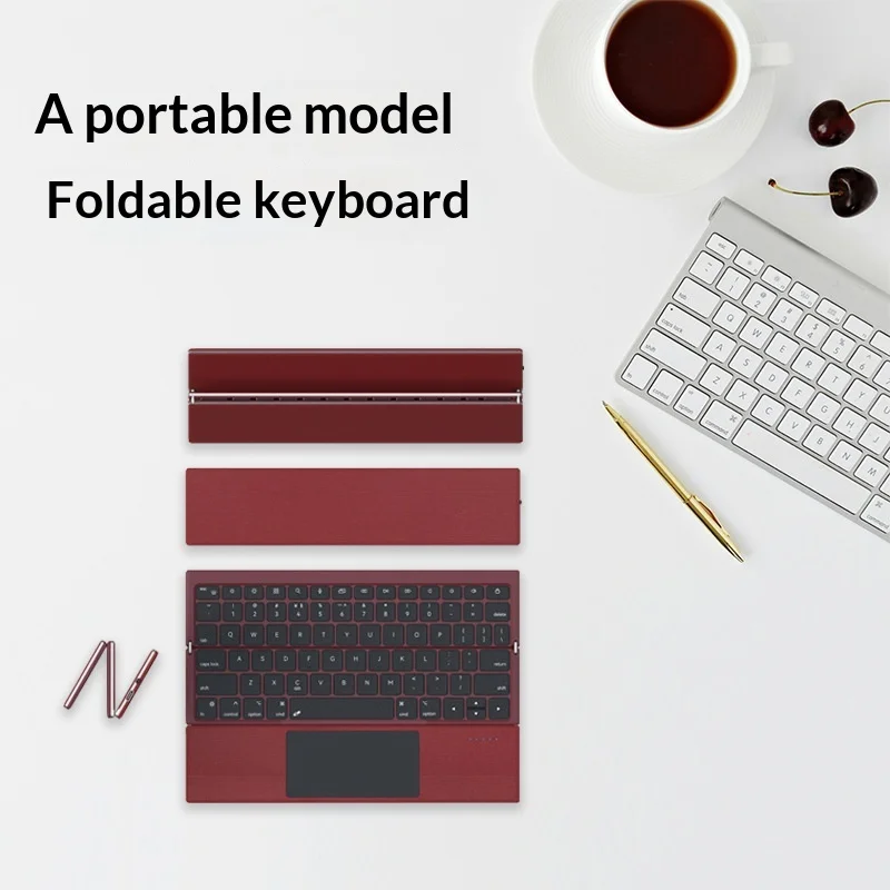 Triple-Fold Wireless Bluetooth Keyboard, Built-in Touchpad, Portable for Tablet Laptop Use