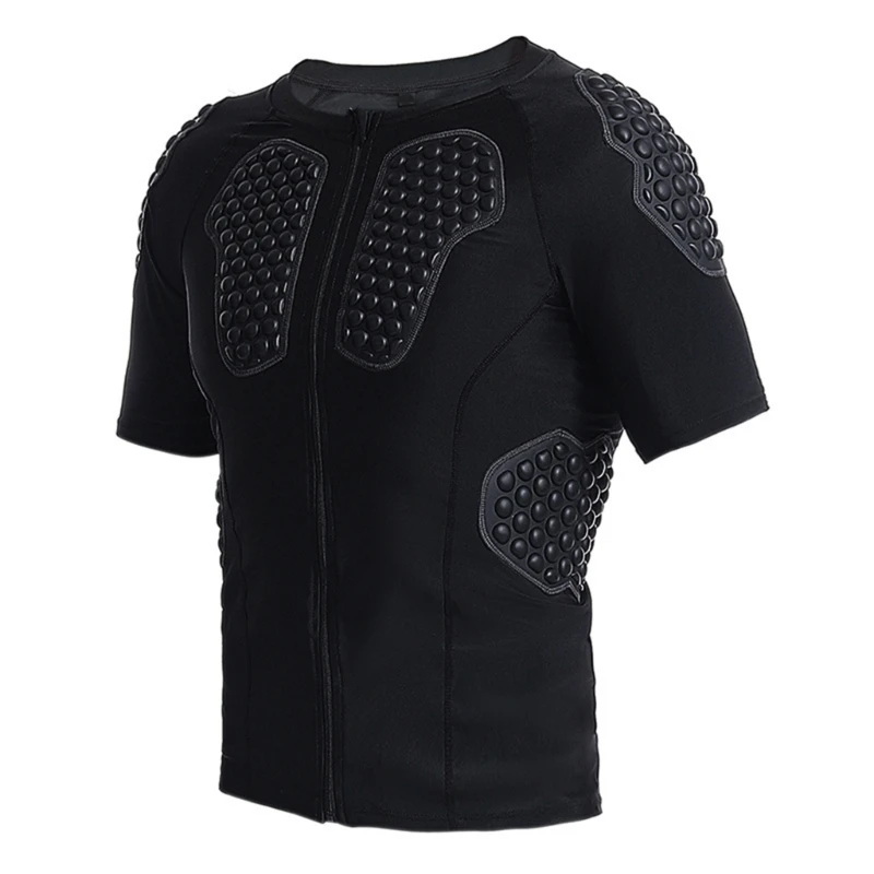 Mens Padded Protector Short Sleeve Compression T-Shirt Rib Chest Protective Gear