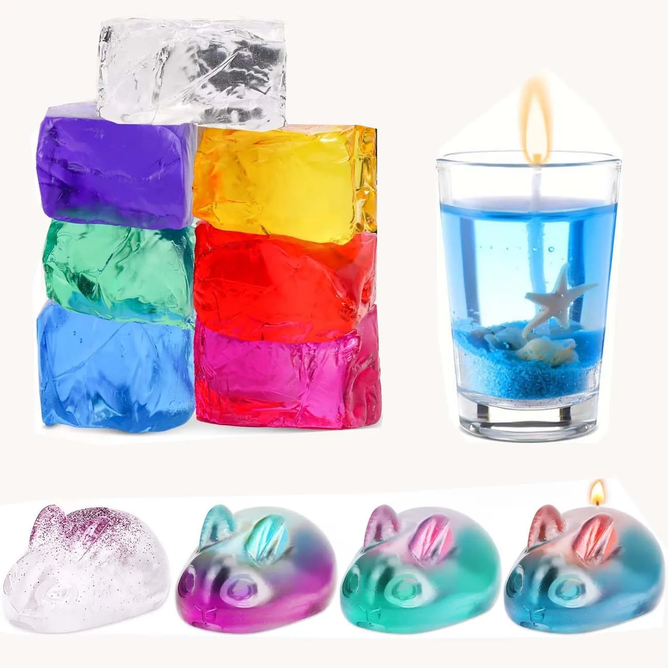 Cera de gelatina transparente y colorida de 100 g - Cera en gel para hacer velas perfumadas y jabones hechos a mano, perfecta para trabajos artísticos