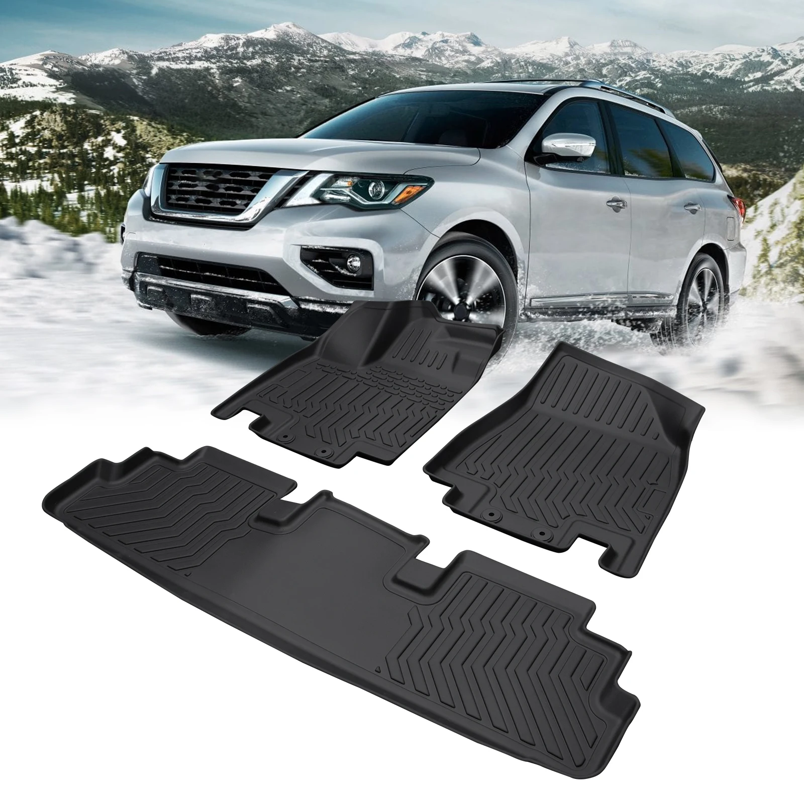 

Car Floor Mats for 2022 Nissan Pathfinder All-Weather TPE Rubber Car Mats