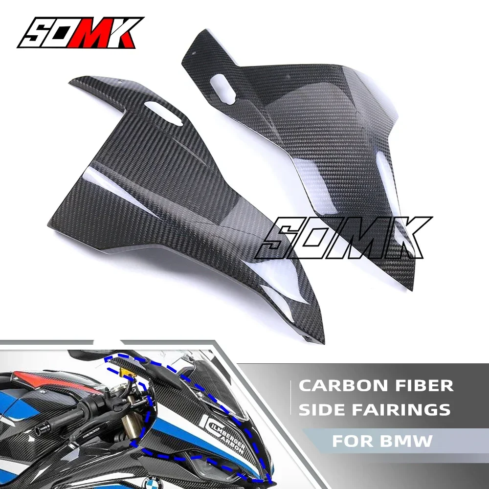 For BMW S1000RR 2019-2022 M1000RR 2021+ Carbon Fiber Front Fairing Side Panels Covers Motorcycle Headlight Shell Protector