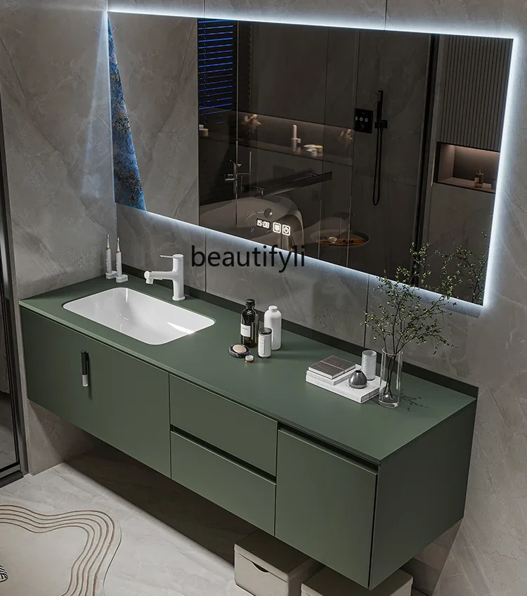 

Stone Plate Bathroom Cabinet Seamless Ceramic Whole Washbin Washstand Hand Washing Washbasin Cabinet Bathroom Cabinet