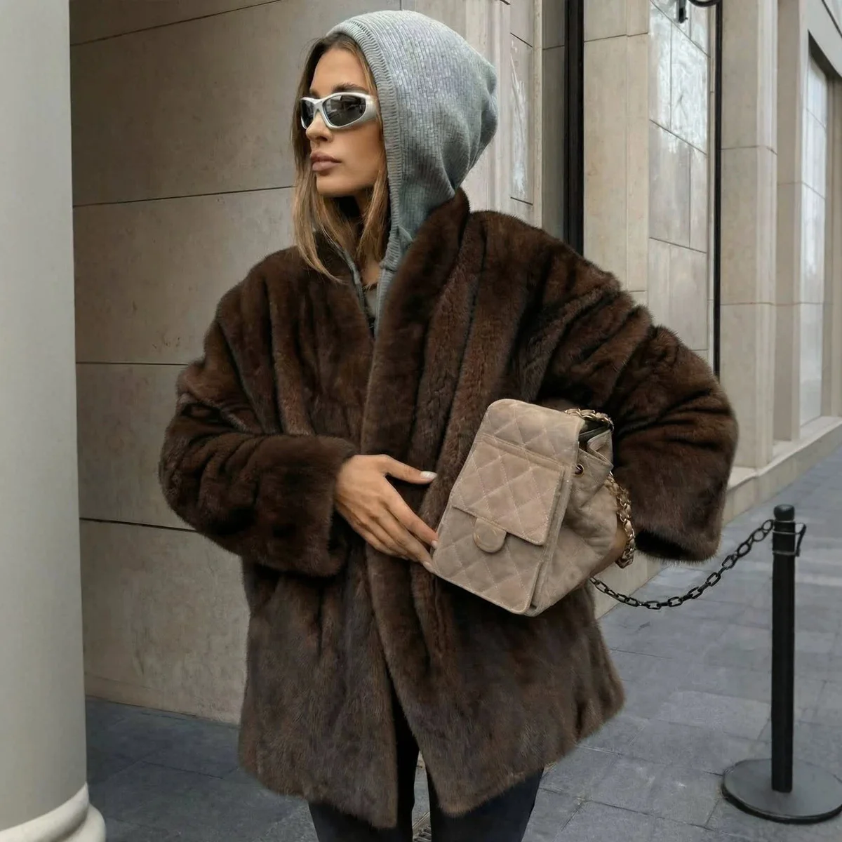 2026 Winter Thick Warm Faux Mink Fur Coat Women Luxury High Quality Elegant Chic Fluffy Mink Fur Jacket Long Sleeves Girls