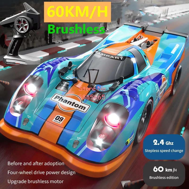 المهنية الانجراف سباق فرش السيارات RC سيارة 1:16 4WD 6 الإضاءة المعادن دوران شقة تشغيل عالية السرعة التحكم عن بعد سيارة