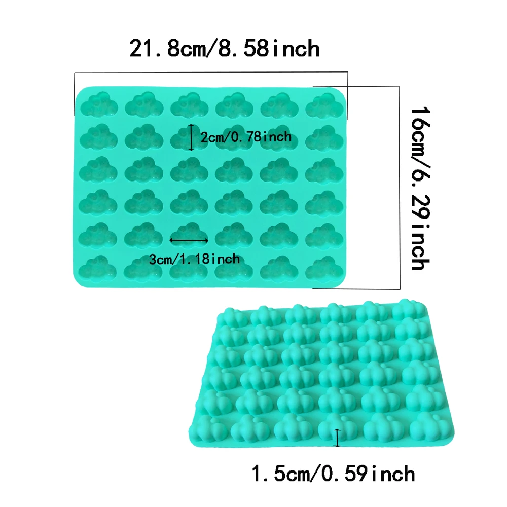1 قطعة 36 تجويف على شكل سحابة شوكولاتة كوكي الخبز قالب من السيليكون، مناسبة للشوكولاتة والحلوى والبودنج والبسكويت