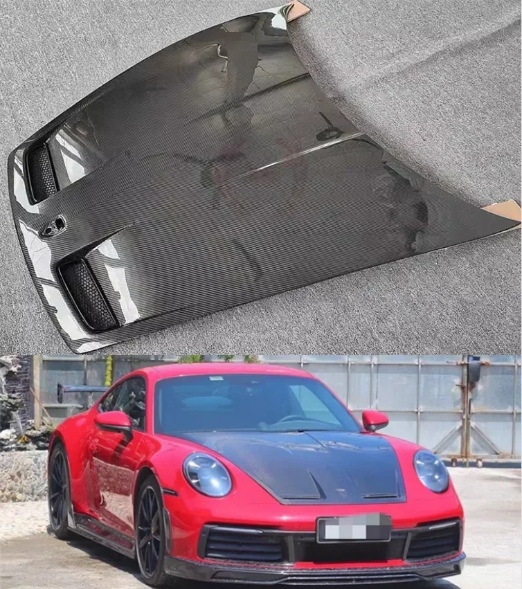 Real Carbon Fiber Front Bumper Engine Hood Bonnet Vent Cover For Porsche 911 992 2019 2020 2021 2022 2023 2024 HET Style