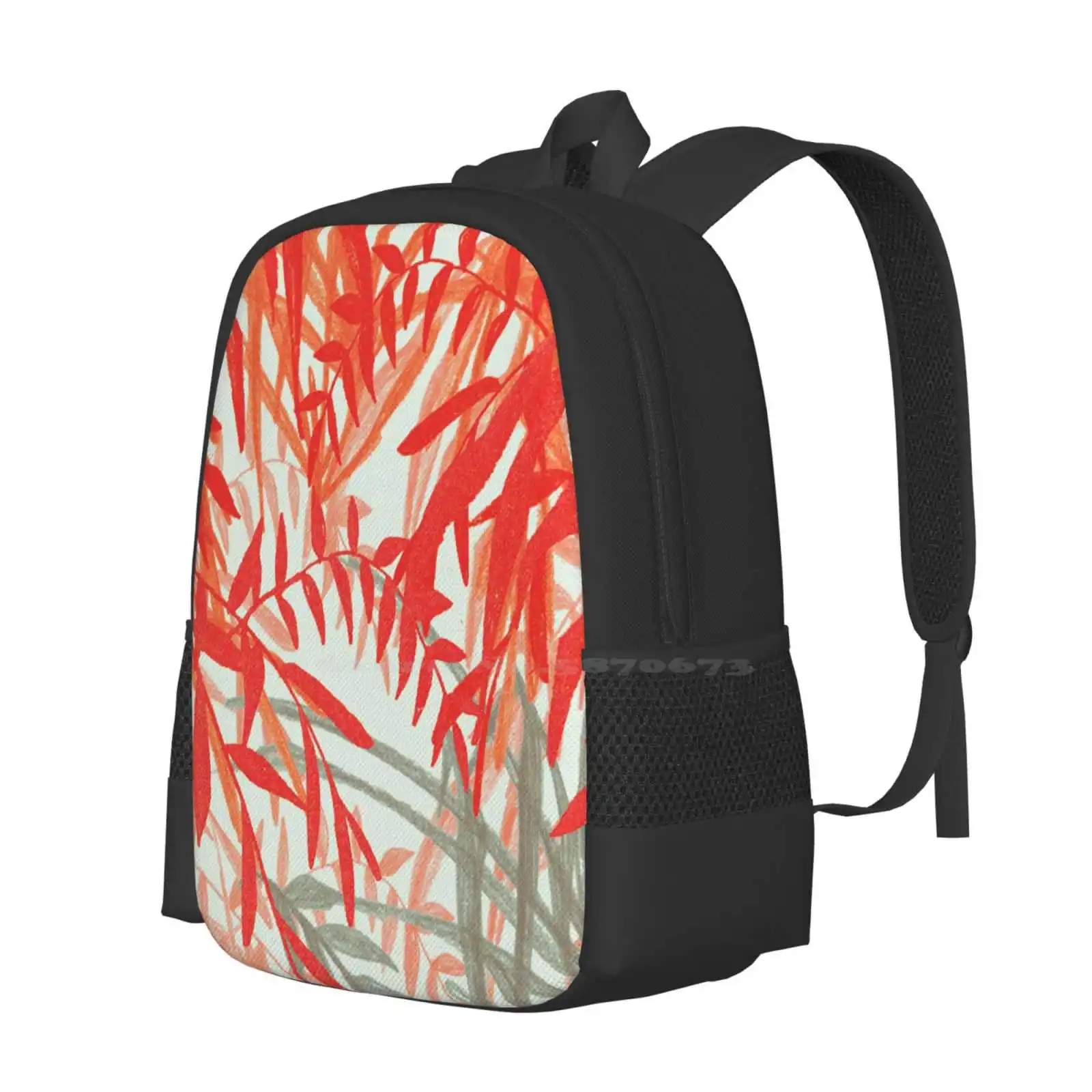 Leaves Hot Sale Backpack Fashion Bags Pink Green Bright Leaves Foliage Pattern Textile