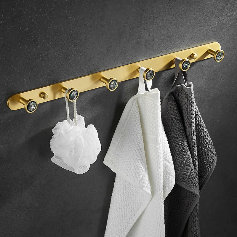 

Perforation-free Brushed Clothes Hook, Space Aluminum Row Hook, Bathroom Hook, Bathroom Wall, Gold Coat Hook, Wardrobe Hook