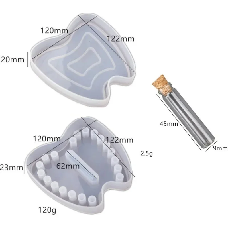 DIY Epoxy Resin Baby Tooth Fetal Hair Commemorative Box Storage Box Mirror Silicone Mold