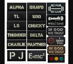 Laser Cut English Letters PJ Glow in The Dark  Armband Tactical Morale Badge Backpack Hook and Loop Patches for Clothing