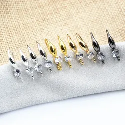 10pcs 18x8mm with Zircon Earring Hooks Wires Brass Material DIY Jewelry Making Accessories Handmade Earrings Findings