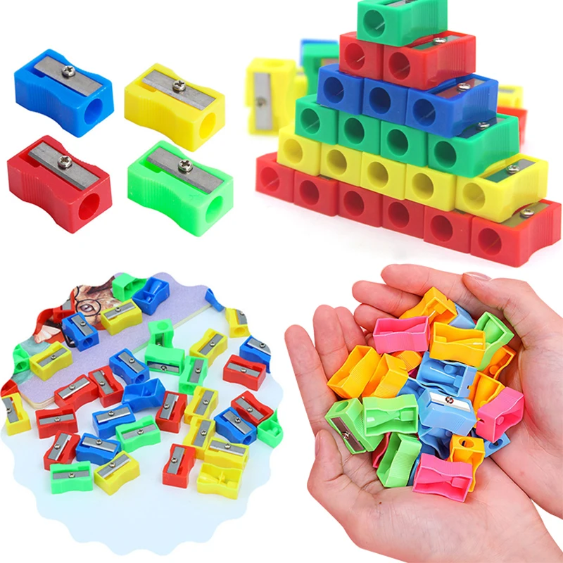 

Разные цвета, 10 шт./упак., пластиковая точилка, случайные смешанные ручные точилки для карандашей, школьные и офисные канцелярские принадлежности, студенческие подарки ZYF