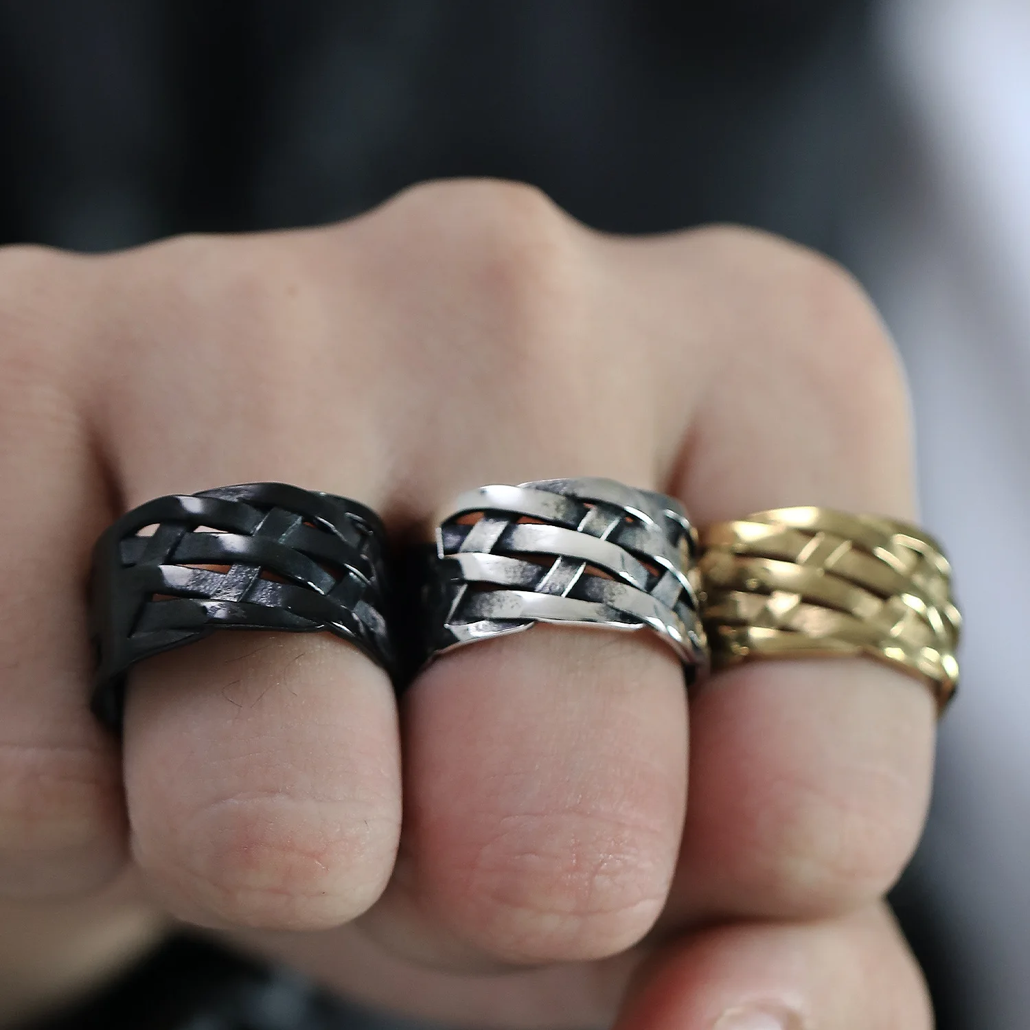 

Weave Knot Viking Stainless Steel Ring Nordic For Men Gift Retro Womens Jewelry Vintage Fashion Metal Steel Geometric Wholesale