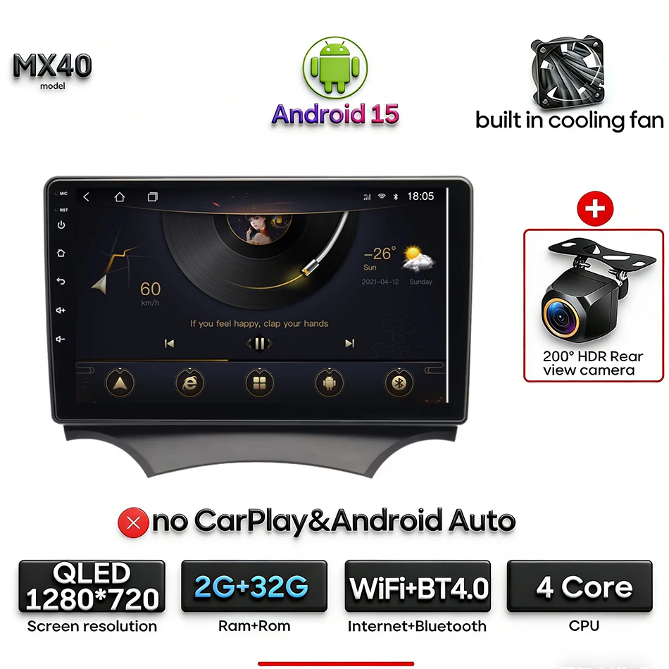 Android 15 voor Ford Ka K2 2008 2009 2010 2011 - 2014 Auto Multimedia Speler Radio Video Stereo CarPlay Auto navigatie GPS 2din