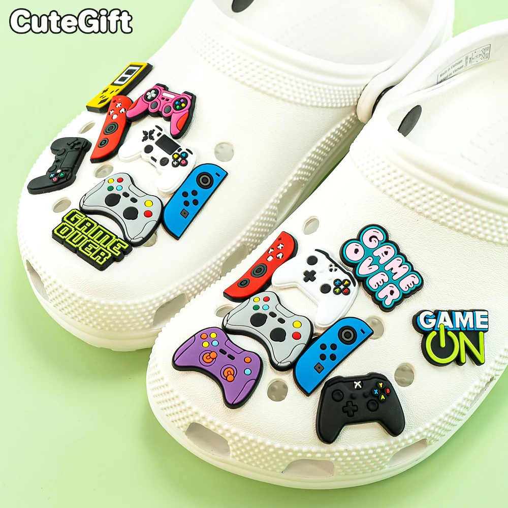 1-13pcs PVC Gamepad Series Shoe Charms for Kids Boys Girls Game Over Shoe Decorations Pins Accessories Clog Buckles Gifts image 2