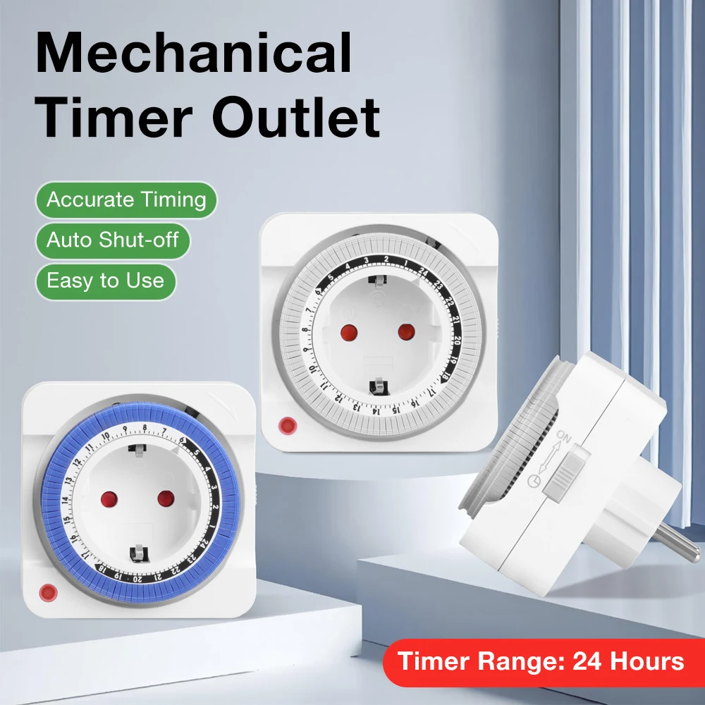 24-Stunden-Mechanische Timer-Steckdose EU-Stecker Programmierbarer Zeitschalter Steckdosen-Timer für Haushaltsgeräte Stromsparend – Detail 1