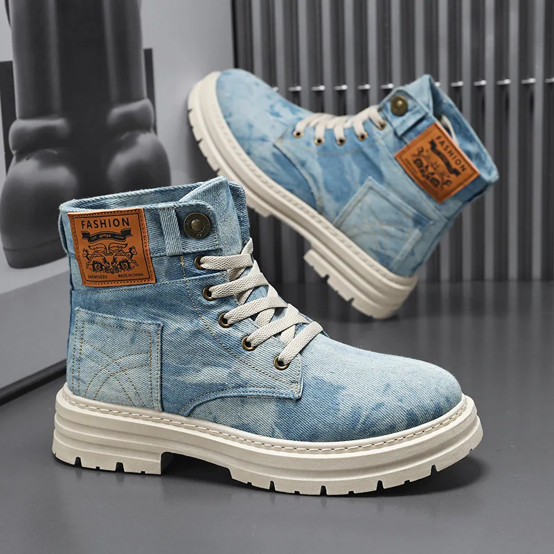 Spring High Top Mens Shoes 2026 Fashion Canvas Sneakers Plus Size Versatile Casual Shoes for Men New British Style Tooling Boots - view 4