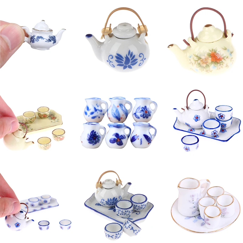 Miniature Items Miniature Tableware Miniature Tea Set Mini Tea Set Miniature Te Game 1:12 Scale Ceramic Miniature Coffee