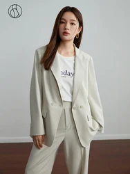 DUSHU Workplace Commute Style Suit Jacket + High -waist Straight Tube Suit Pants for Women Autumn New Female Blazers Sets