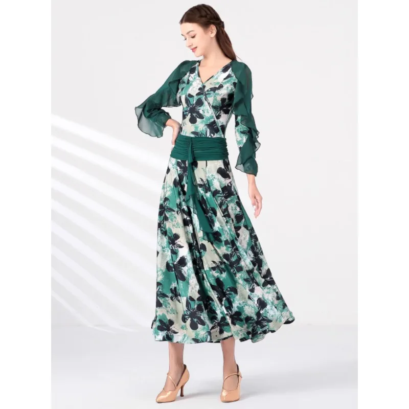 Nieuwe volwassen bedrukte moderne dansjurk MY867 Nationale standaard dansjurk Waltz sociale dansjurk