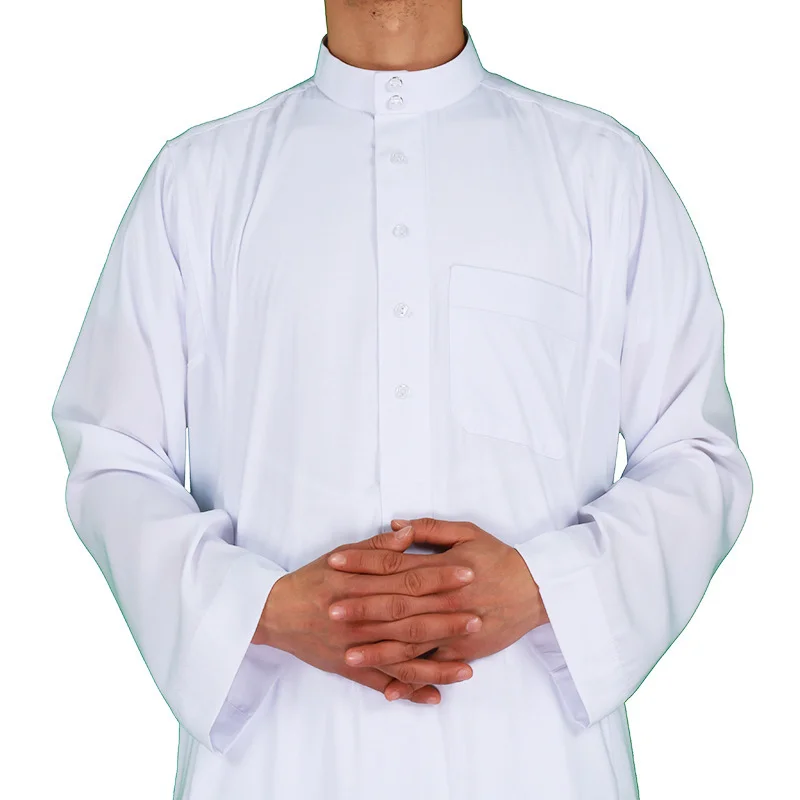 New Muslim Loose Stand Collar New Saudi Round Neck Hui Robe Arab Middle Eastern Men\'s Islamic Clothing