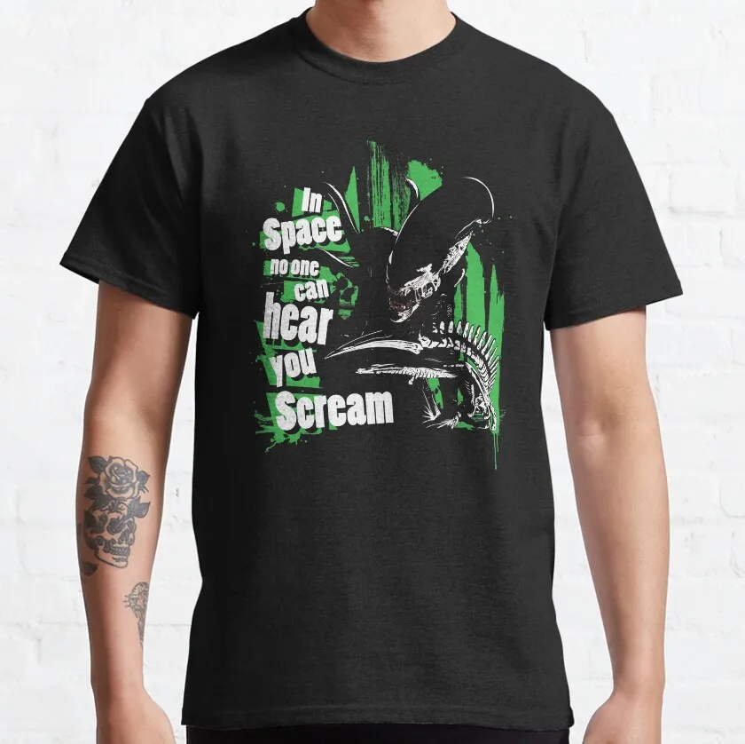 In Space no one can hear you Scream scary film Weyland-Yutani cinema sci fi horror moive Digital printing Xenomorph t shirt