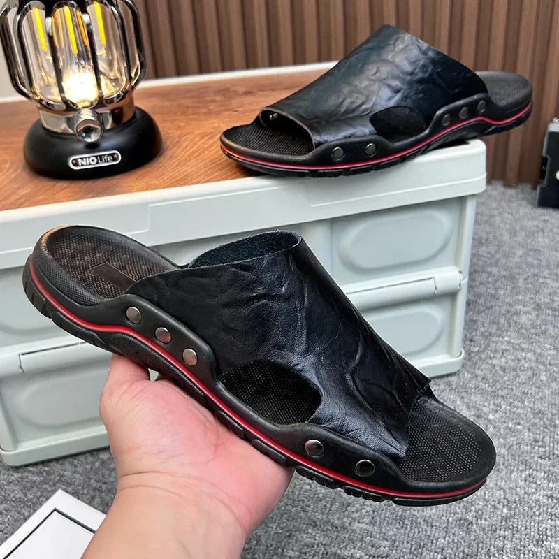 Männer Hausschuhe Männer Strand Rutschen EVA Flip-Flops Leichte Bequeme Pu Leder Reise Hausschuhe Männer Sommer Schuhe Mann Sandalen – Detail 6