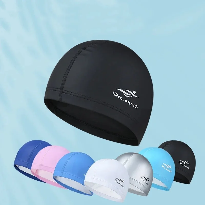 Silicone swim caps Swim Cap Adult Silicone Waterproof PU Unisex Solid Color Pool Diving Cap Long Hair