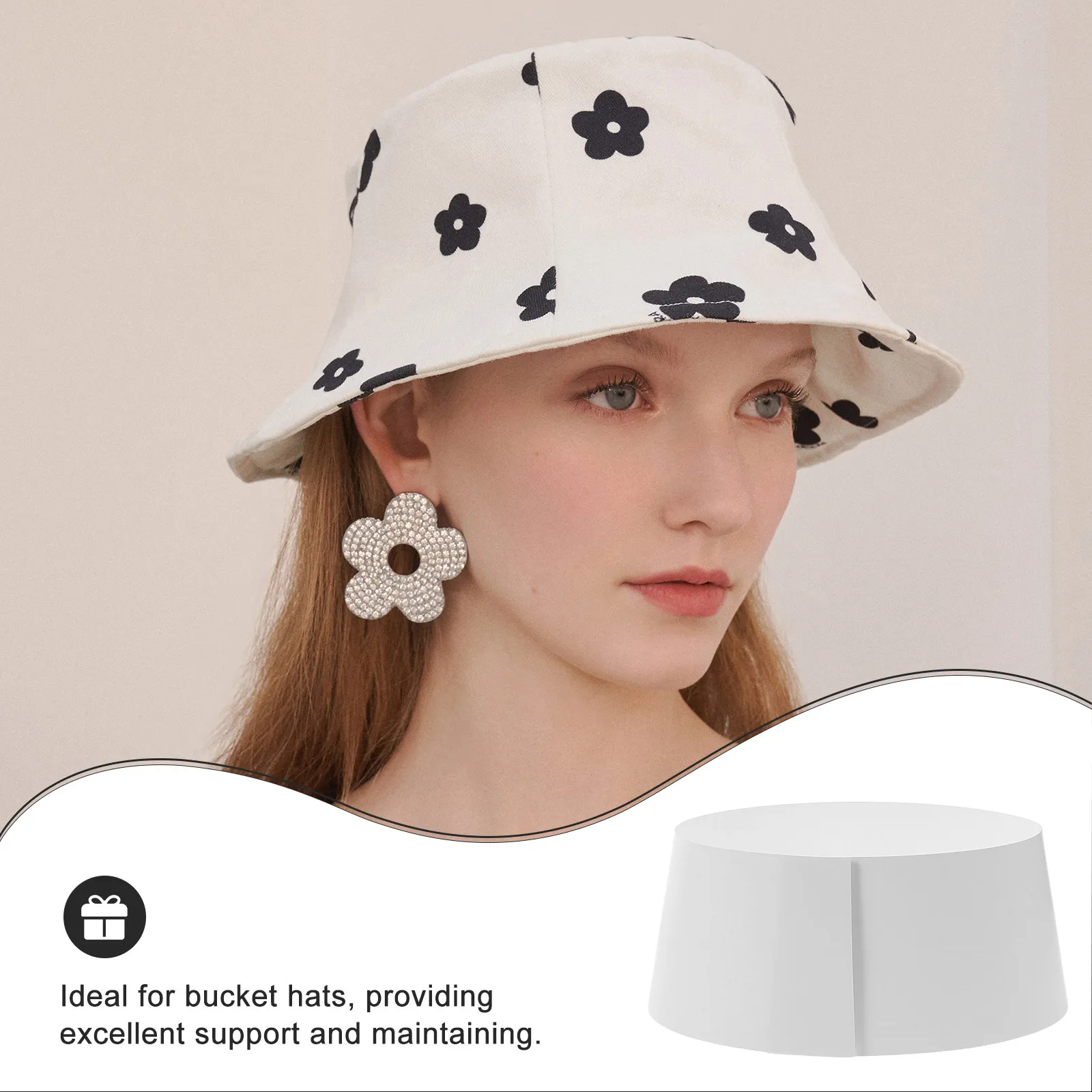 20Pcs White Paperboard Hat Form Inserts Bucket Hat Crown Shaper Cap Support Round Top Organizer Storage Display Stand
