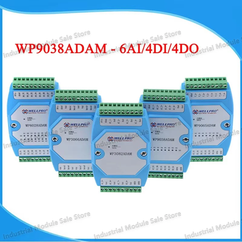 6AI 4DI 4DO 0-20MA 4-20MA input Digital input and output module RS485 MODBUS RTU communication WP9038ADAM WELLPRO