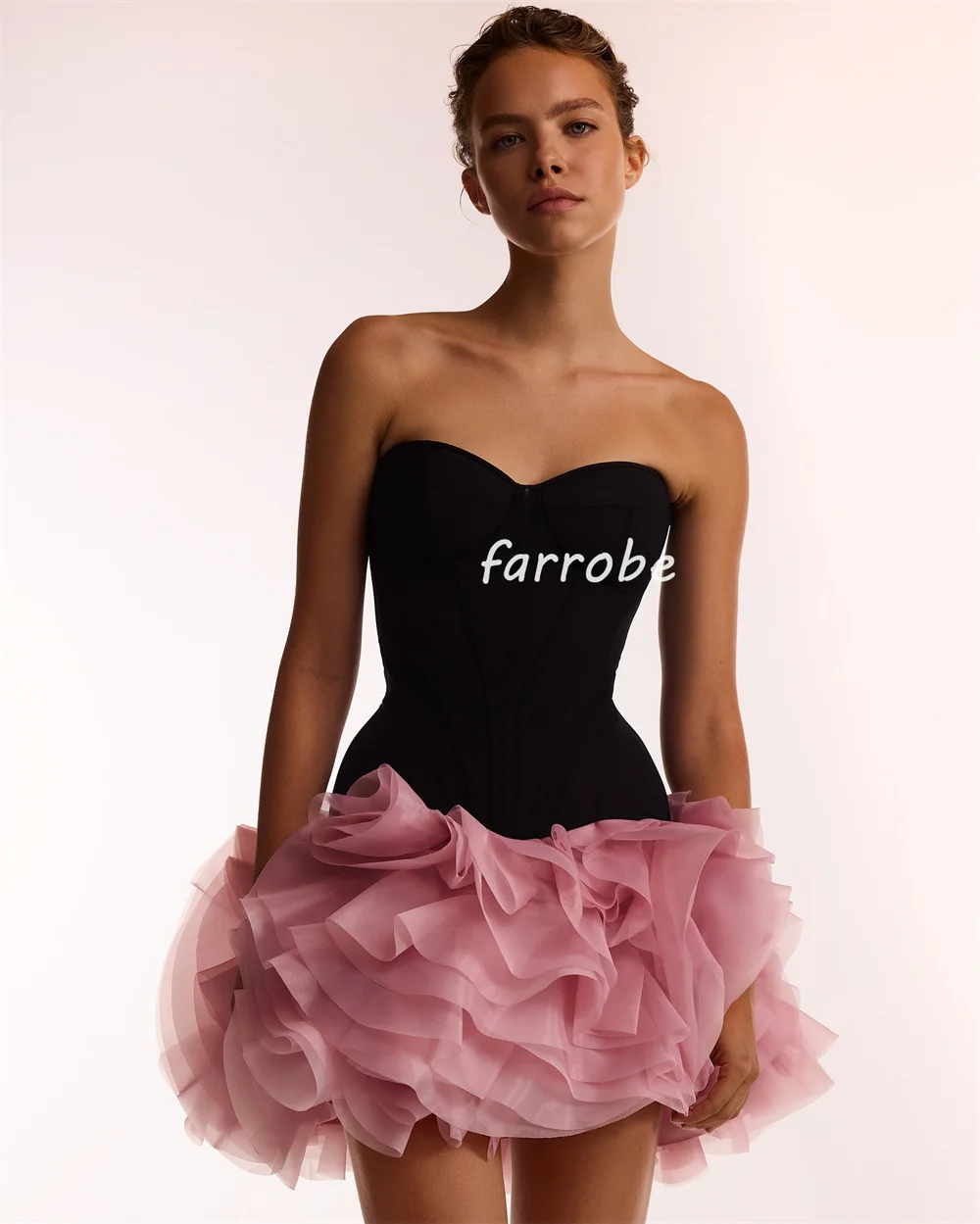 Customized Fashion Jersey Handmade Flower Pleat Ruched A-line Strapless Short Dresses Bespoke Occasion Dresses Sexy Casual