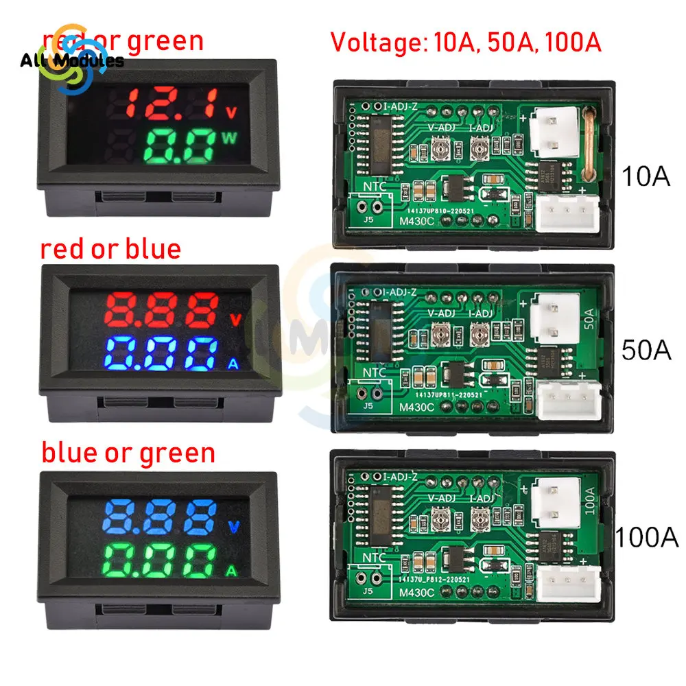 M430 DC 4-30V misuratore di tensione e corrente 10A 50A 100A display digitale misuratore di tensione e corrente modulo adatto per auto