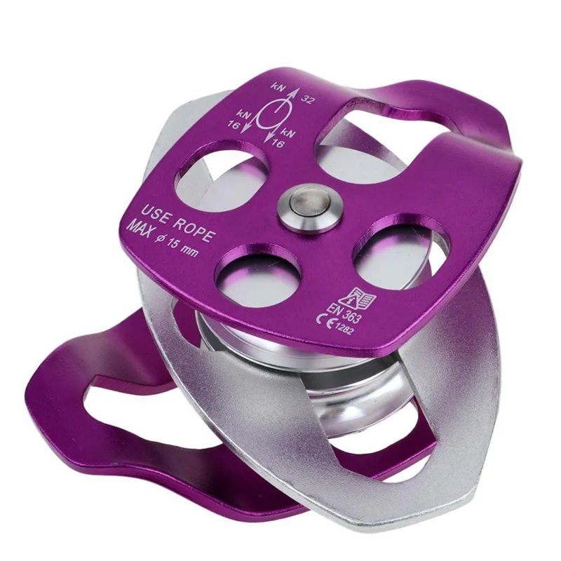 بكرة مزدوجة لنظام السحب تسلق الإنقاذ سحب تسلق بكرة مزدوجة رافع التسلق في الهواء الطلق الملحقات-AA26