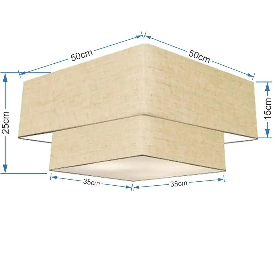 Plafon de Sobrepor Quadrado SP-3022 Cúpula Cor Rustico Bege