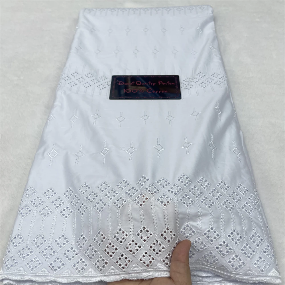 

White Polish Lace Fabric 100% Cotton Swiss Voile Luxurious Embroidery Lace High Quality Polish Fabrics 5 Yards