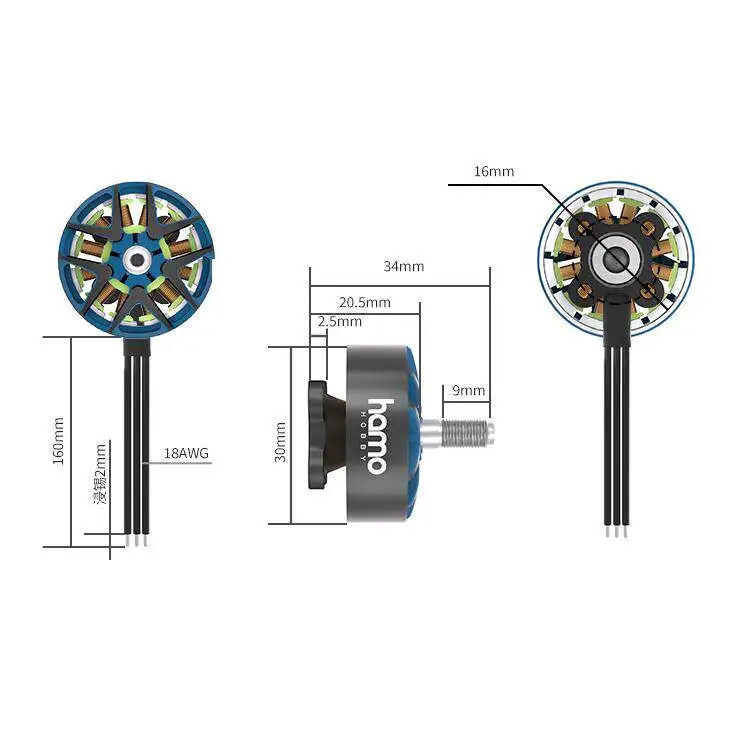 HAMO HOBBY 2407 1750KV Brushless FPV Motor High Thrust 5inch Racing Freestyle Drone Motor 4S/6S RC Multirotor Parts