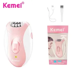 Kemei KM-189B Electric Epilator Double Speed Charging Hair Remover Waterproof Portable Ladies Shaver for Legs and Bikini Area