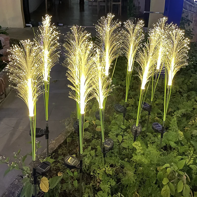 Solar Setaria Fiber Optic Fireworks Dandelion Landscape Lights Ground Inserted Lawn Lights Solar Charging LightsDecorativeLights