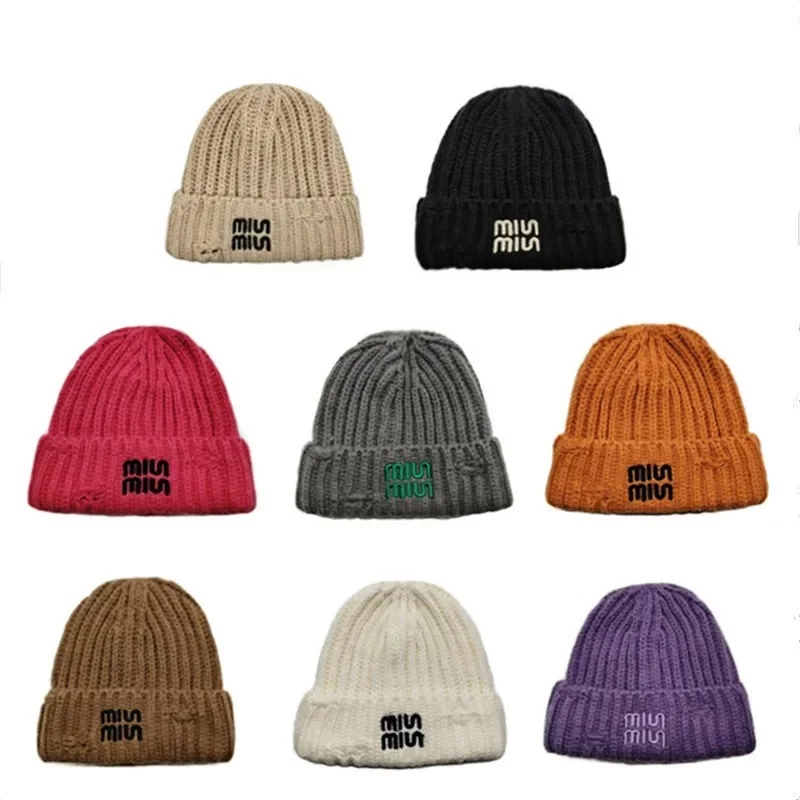 New Versatile Letter Embroidery Street Cold Hat Men's Trendy Women's Autumn and Winter Trendy Brand Warm Knitted Hat Wool Hat