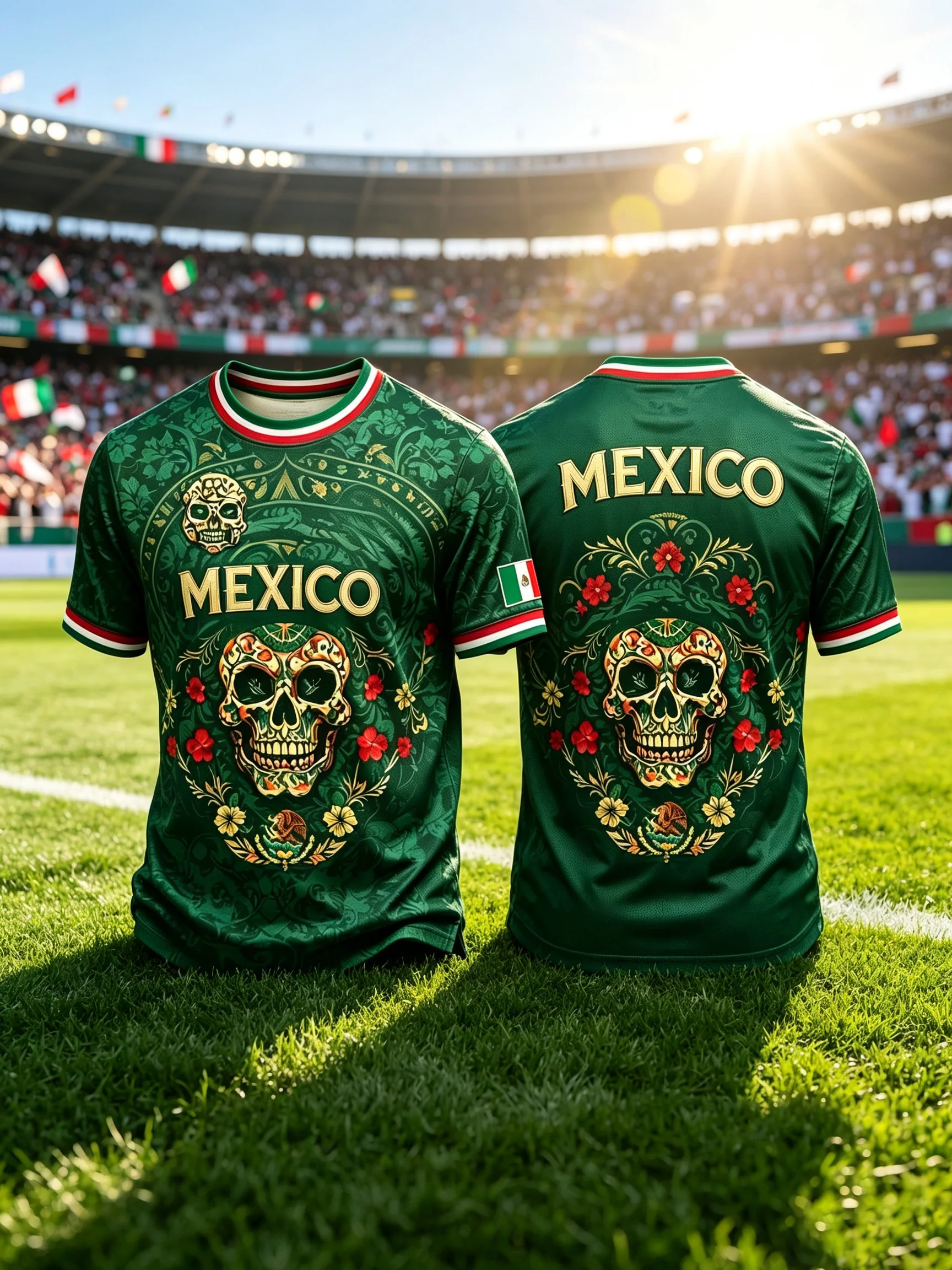 Men Mexico Day Of The Dead Skull Print Soccer Jersey Short Sleeve Quick‑Dry Football T‑Shirt Fans Sports Training Tops – Detail 6