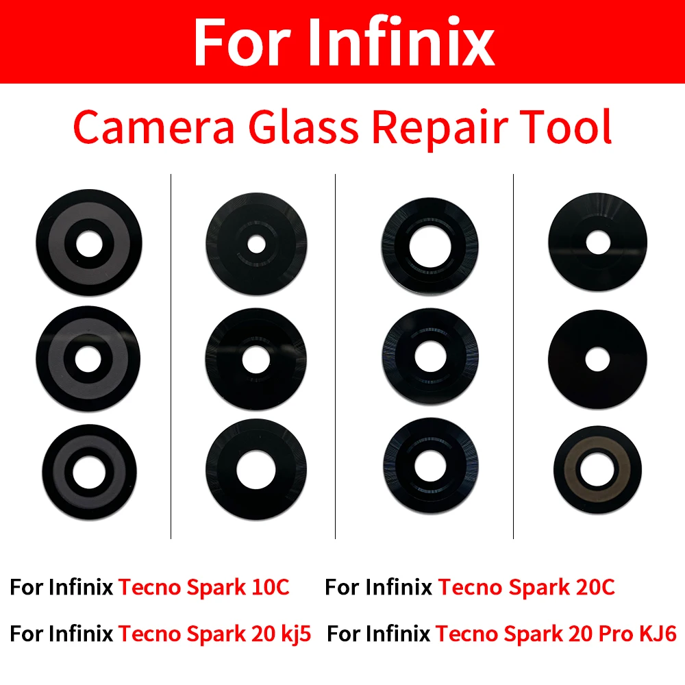 20Pcs\Lot New Rear Back Camera Glass Lens Cover For Infinix Tecno Spark 10 Pro KI7 10C 20 KJ5 KG6 20c Spark Go 2023 BF7 2024