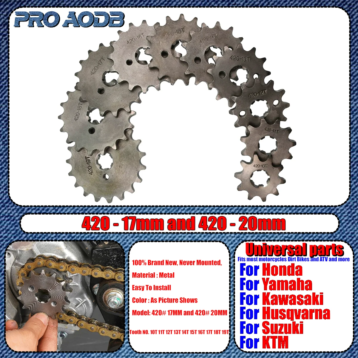 

Motorcycle 420# 17mm 10 11 12 13 14 15 16 17 18 19T Teeth Front Engine Sprocket For Dirt Pit Monkey Dax Bike Go Kart ATV Quad