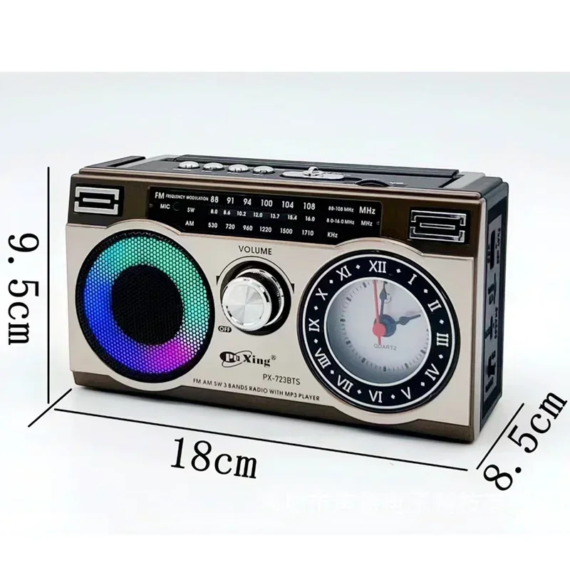 

RGB Солнечные Ретро Радио Часы Классический FM AM SW Портативное Радио BT USB TF Card Player Всеволновый приемник/радио Встроенный динамик