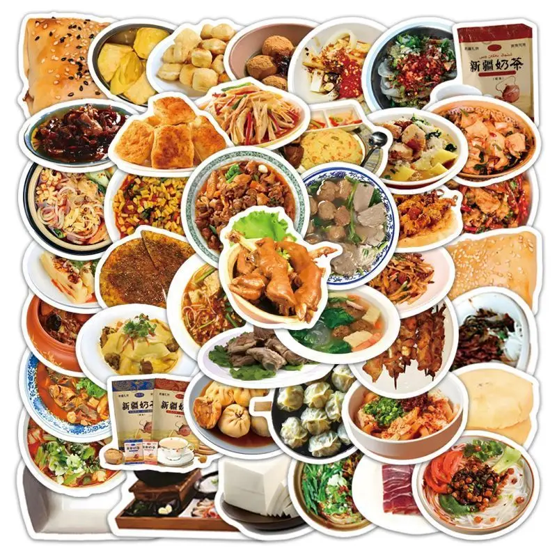 10/30/50Pcs Realistic food flavor snacks sticker cartoon creative waterproof decorative stickers